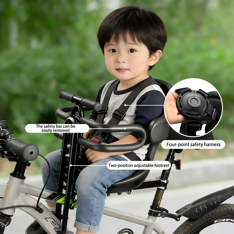 Mountain Biking Shop - مقعد دراجة أمامي للأطفال مع حزام