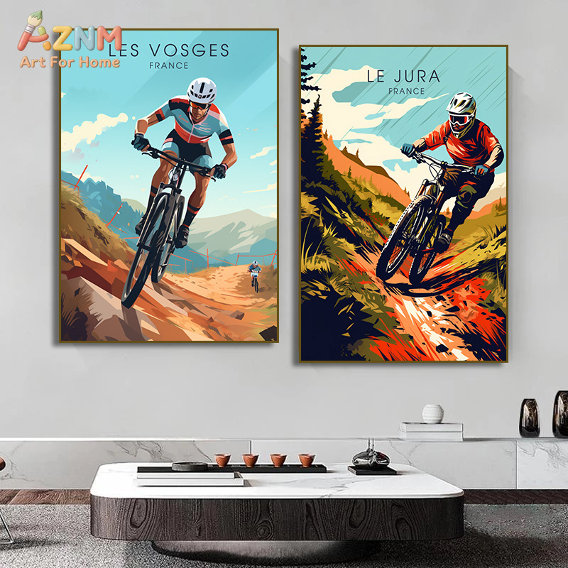 لوحة فنية جدارية قماشية بتصميم - مراجعة Mountain Biking France وسعره