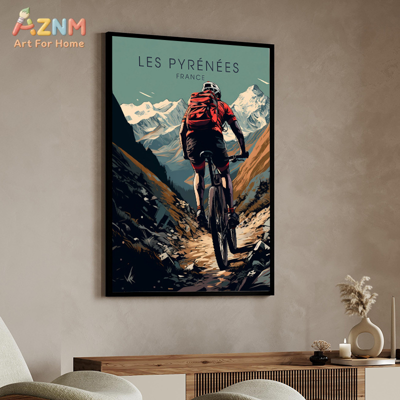 لوحة فنية جدارية قماشية بتصميم - مراجعة Mountain Biking France وسعره